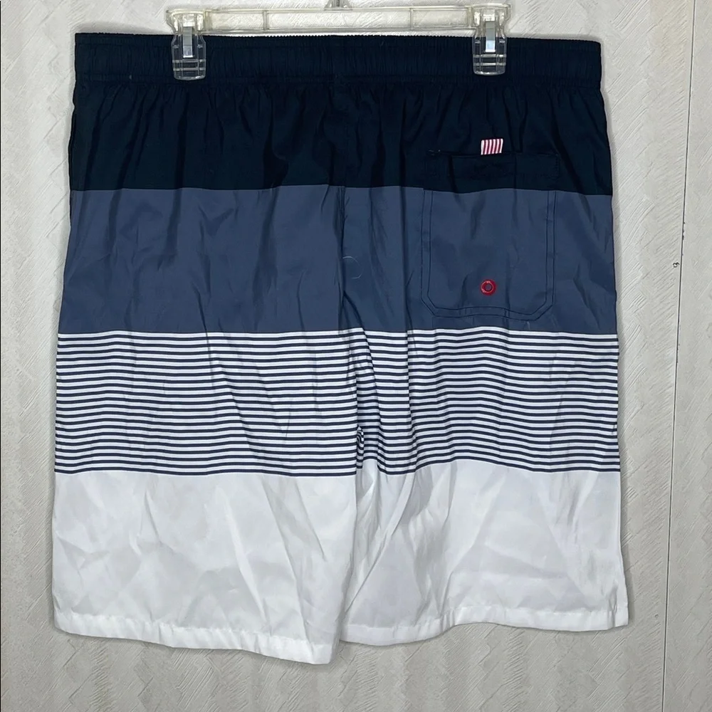 🆕 MANIFINITY Men's Navy and White Striped Seim Shorts Size XXL